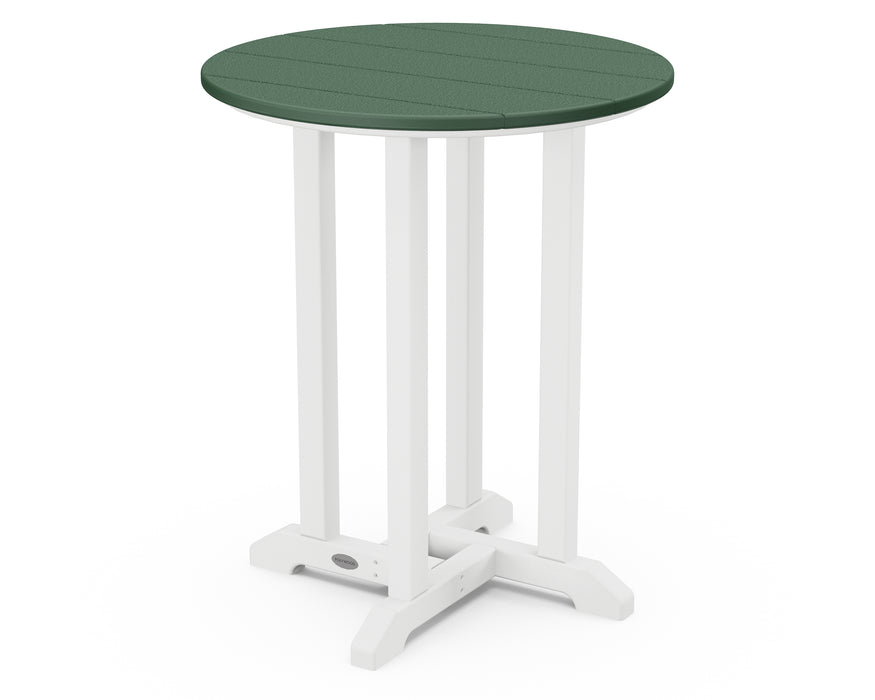 POLYWOOD Contempo 24" Round Dining Table in White / Green