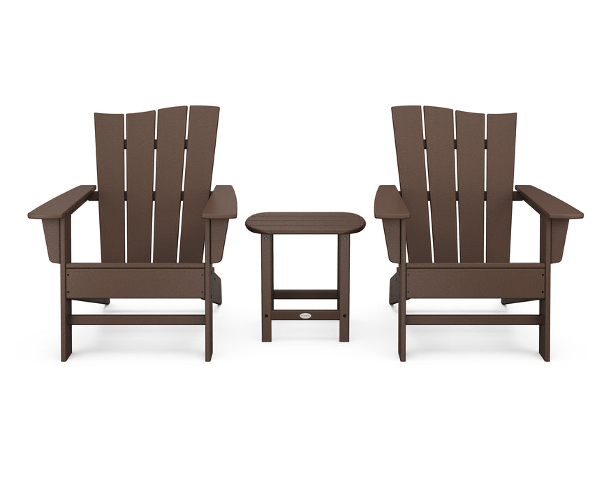 POLYWOOD Wave 3-Piece Adirondack Chair Set in Mahogany