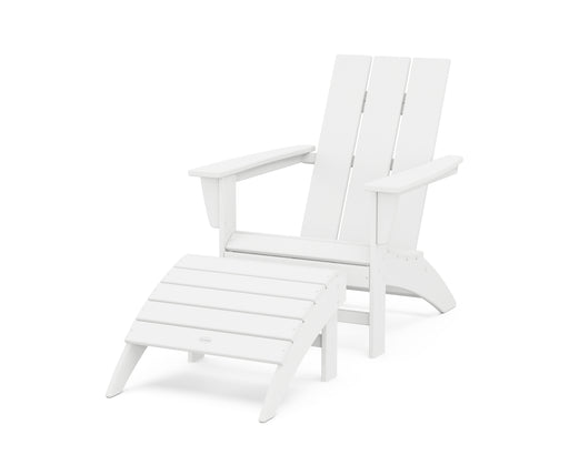 POLYWOOD Modern Adirondack Chair 2-Piece Set with Ottoman in White image