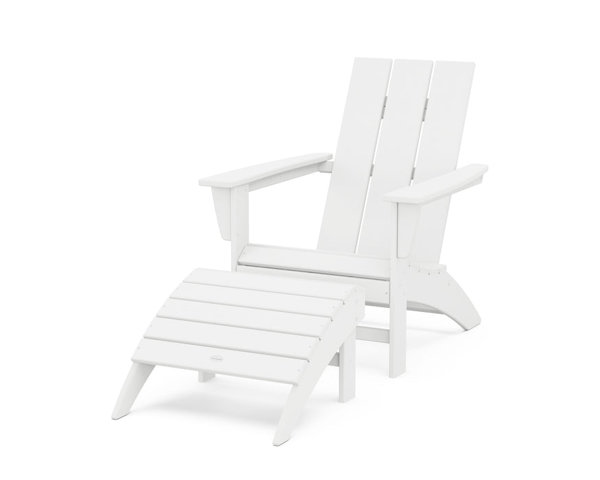 POLYWOOD Modern Adirondack Chair 2-Piece Set with Ottoman in White image