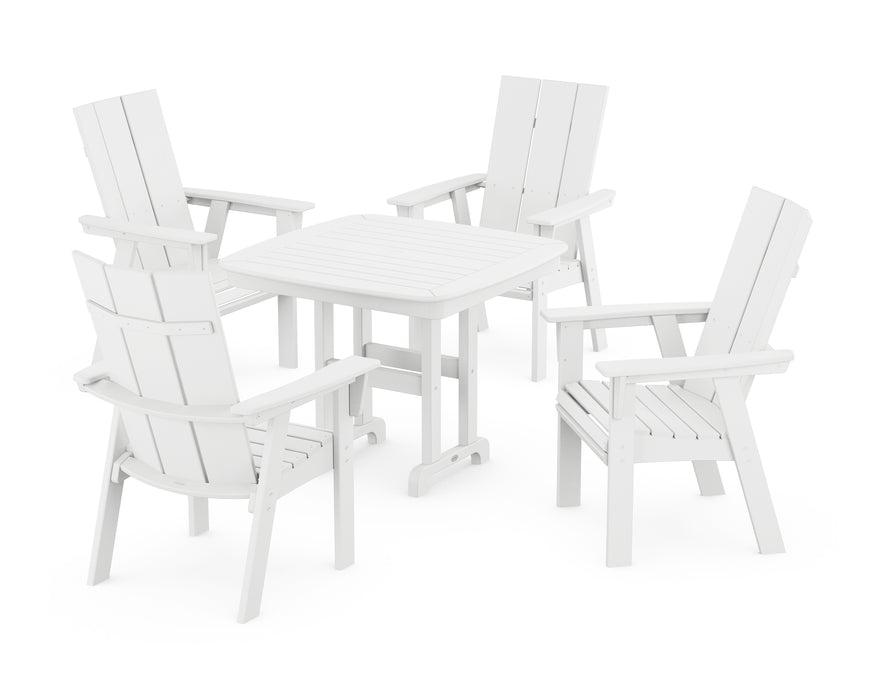 POLYWOOD Modern Curveback Adirondack 5-Piece Dining Set in White