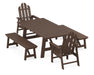 POLYWOOD Long Island 5-Piece Rustic Farmhouse Dining Set With Benches in Mahogany image