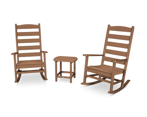 POLYWOOD Shaker 3-Piece Porch Rocking Chair Set in Teak image