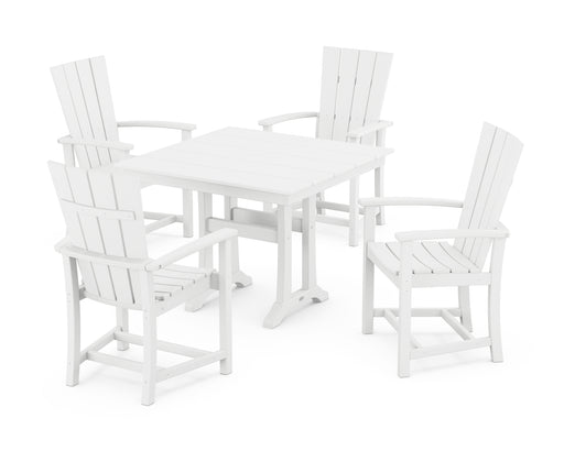 POLYWOOD Quattro 5-Piece Farmhouse Dining Set With Trestle Legs in White image