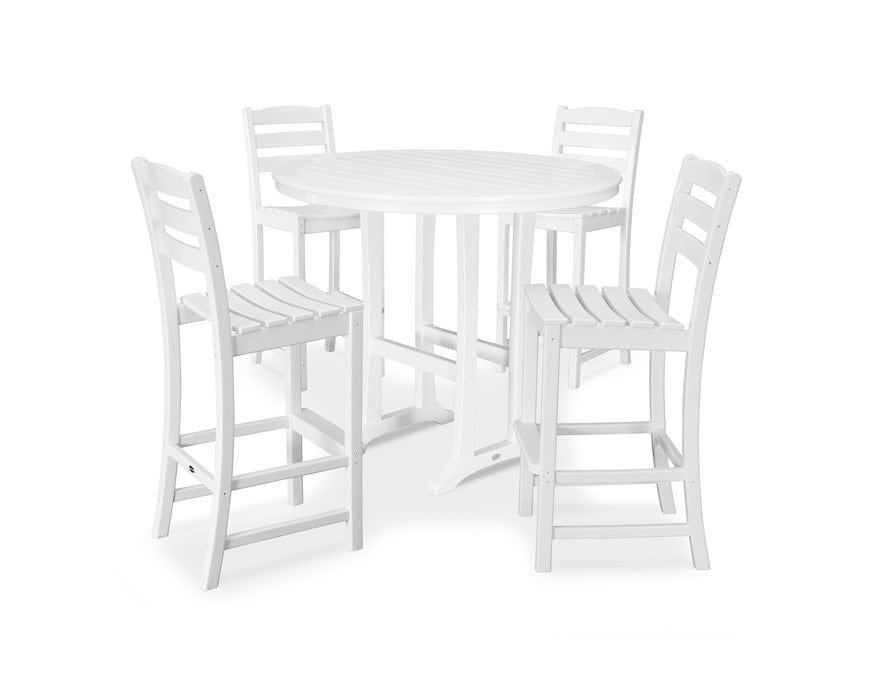 POLYWOOD La Casa Cafe 5-Piece Side Chair Bar Dining Set in White image