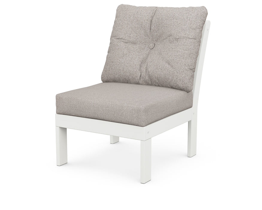 POLYWOOD Vineyard Modular Armless Chair in Vintage White / Weathered Tweed