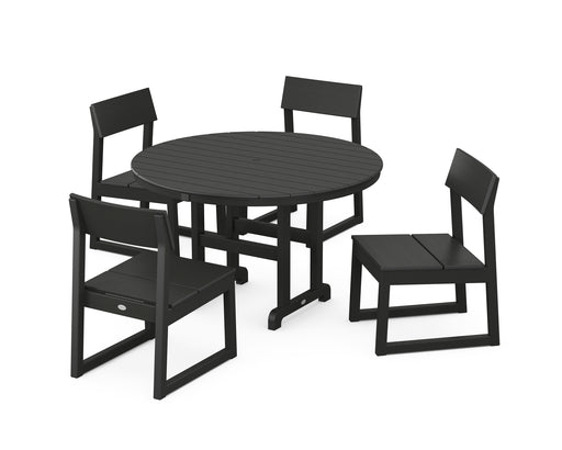 POLYWOOD EDGE Side Chair 5-Piece Round Farmhouse Dining Set in Black image