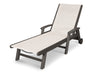 POLYWOOD Coastal Chaise with Wheels in Vintage Coffee / Parchment Sling image