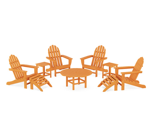 POLYWOOD Classic Adirondack Chair 9-Piece Conversation Set in Tangerine image