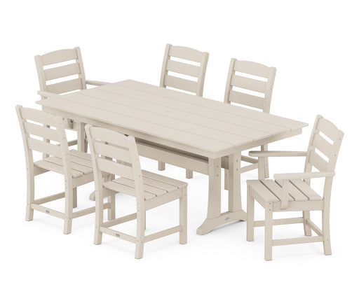 POLYWOOD Lakeside 7-Piece Farmhouse Trestle Dining Set in Sand image