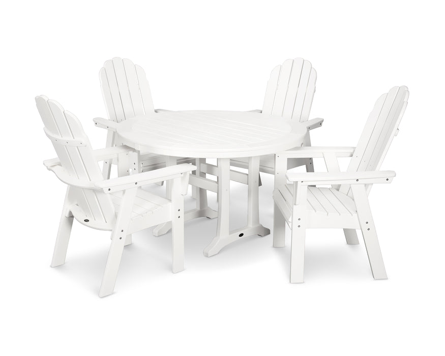 POLYWOOD Vineyard Curveback Adirondack 5-Piece Nautical Trestle Dining Set in White