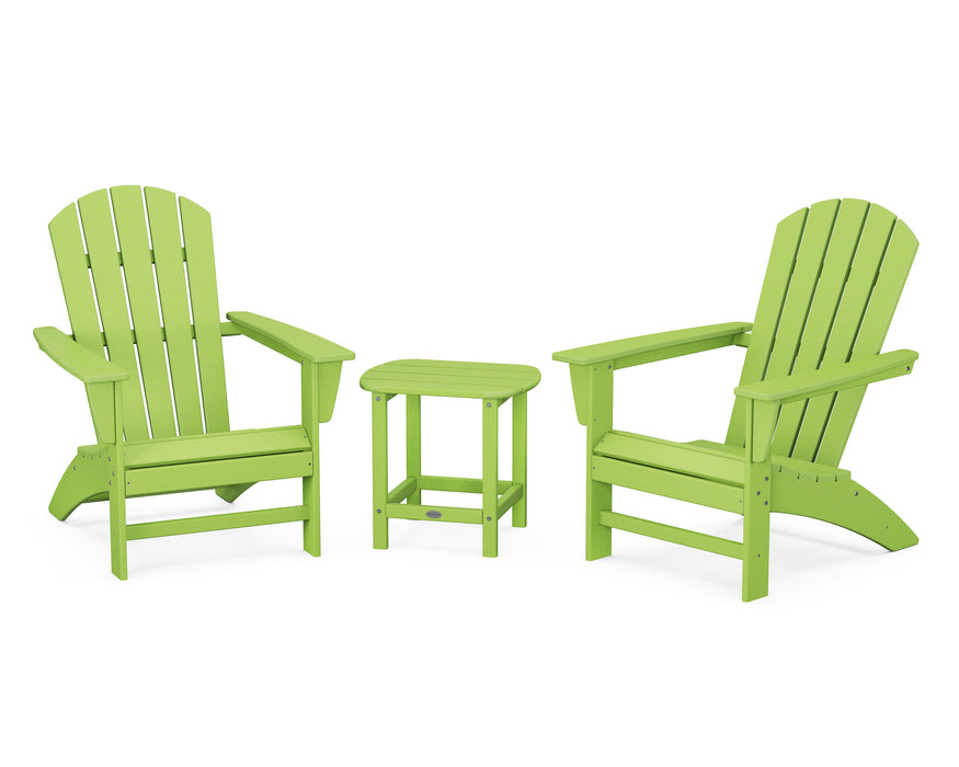 POLYWOOD Nautical 3-Piece Adirondack Set with South Beach 18" Side Table in Lime image