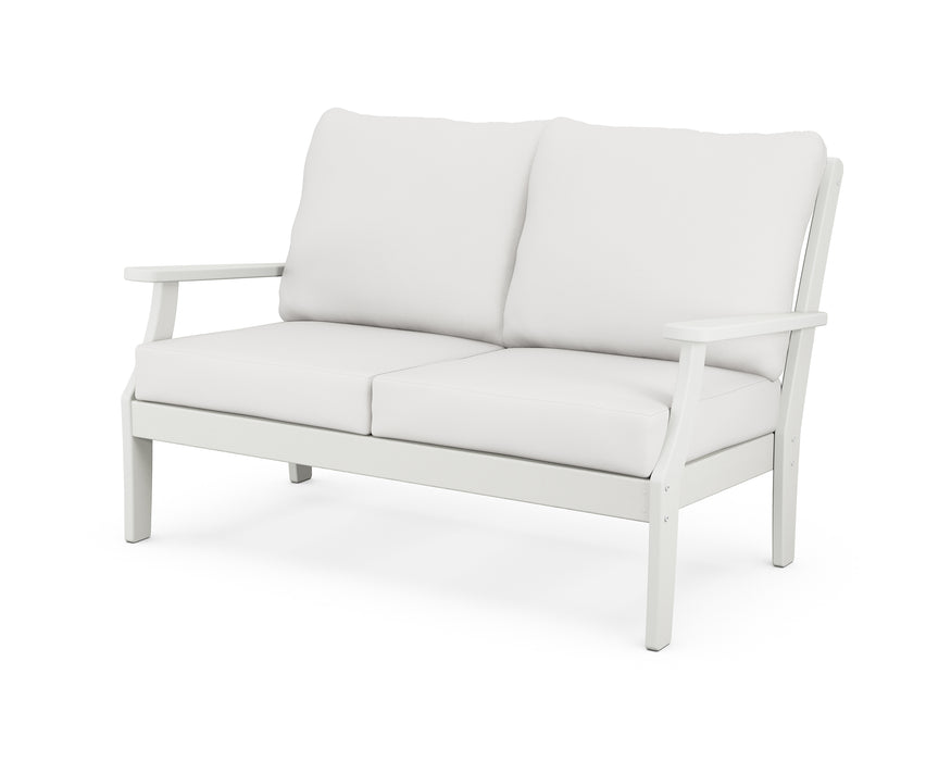 POLYWOOD Braxton Deep Seating Loveseat in Vintage White / Natural Linen image