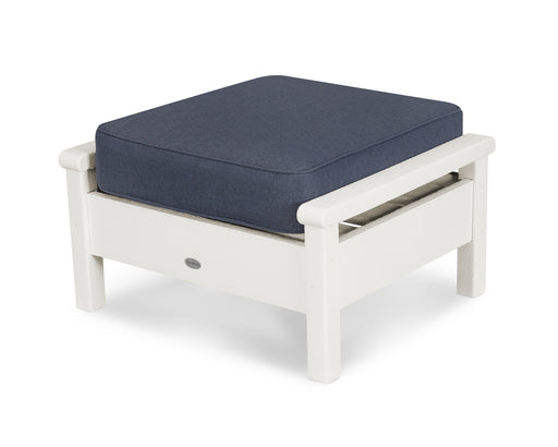 POLYWOOD Harbour Deep Seating Ottoman in Vintage White / Sancy Denim image