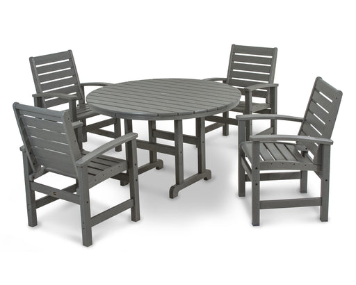 POLYWOOD Signature 5-Piece Round Farmhouse Dining Set in Slate Grey image