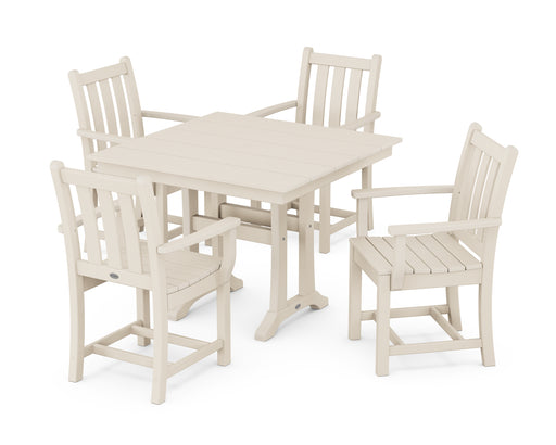 POLYWOOD Traditional Garden 5-Piece Farmhouse Dining Set With Trestle Legs in Sand image