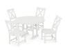 POLYWOOD Braxton Side Chair 5-Piece Round Dining Set in Vintage White image