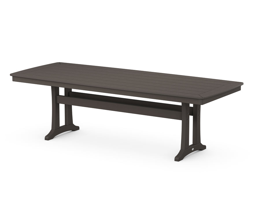 POLYWOOD Nautical Trestle 39" x 97" Dining Table in Vintage Coffee image