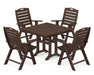 POLYWOOD Nautical Highback 5-Piece Farmhouse Trestle Dining Set in Mahogany image