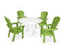 POLYWOOD Nautical Curveback Adirondack 5-Piece Round Dining Set with Trestle Legs in Lime / White image