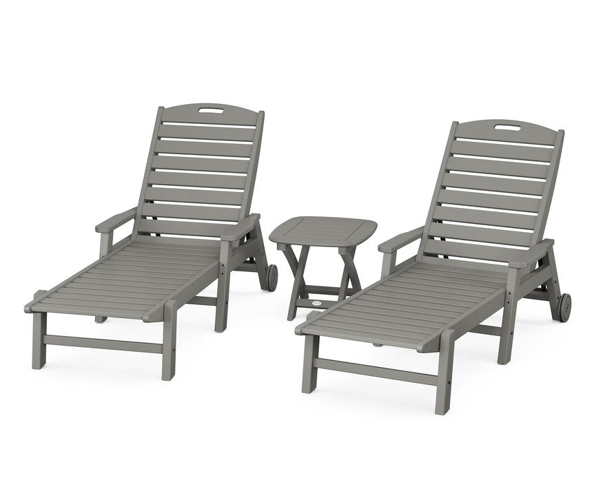 POLYWOOD Nautical 3-Piece Chaise Set in Slate Grey