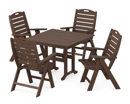 POLYWOOD Nautical Highback Chair 5-Piece Farmhouse Dining Set in Mahogany image