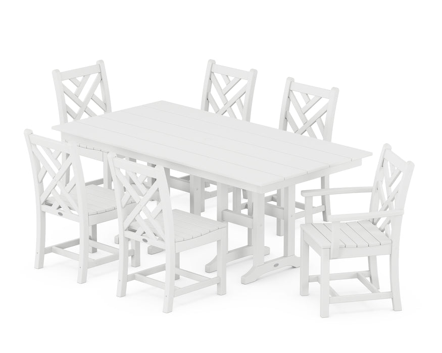 POLYWOOD Chippendale 7-Piece Farmhouse Dining Set in White image