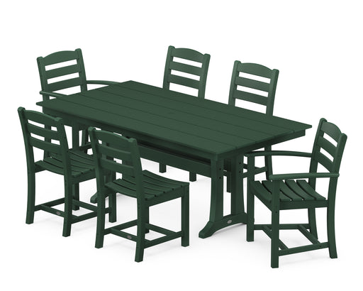 POLYWOOD La Casa Cafe 7-Piece Farmhouse Trestle Dining Set in Green image