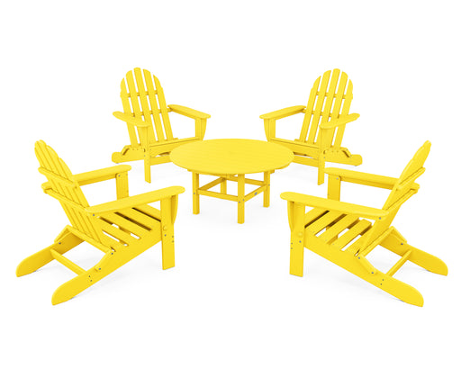 POLYWOOD Classic Folding Adirondack 5-Piece Conversation Group in Lemon image