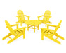 POLYWOOD Classic Folding Adirondack 5-Piece Conversation Group in Lemon image