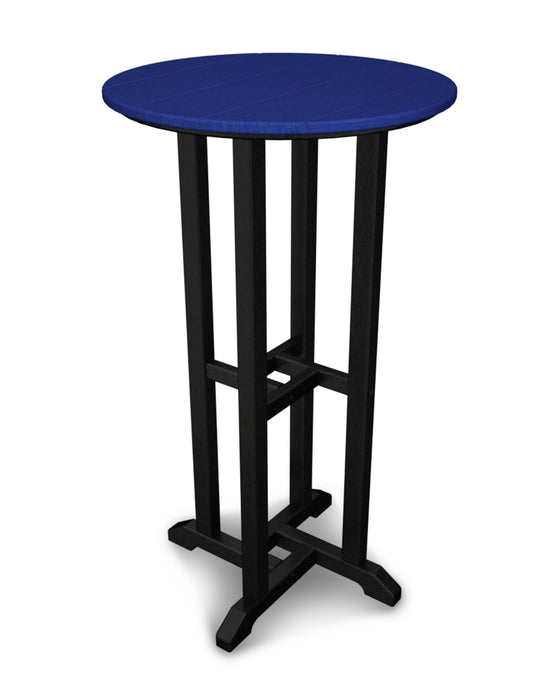 POLYWOOD Contempo 24" Round Bar Table in Black / Pacific Blue image