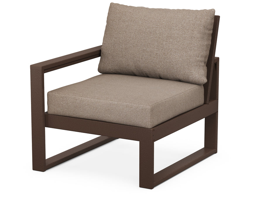 POLYWOOD EDGE Modular Left Arm Chair in Mahogany / Spiced Burlap image