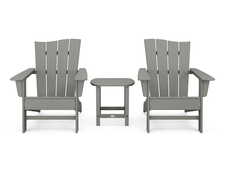 POLYWOOD Wave 3-Piece Adirondack Chair Set in Slate Grey