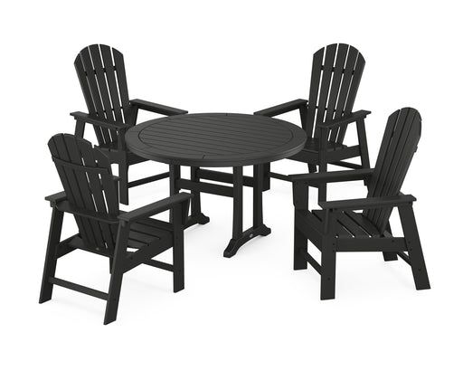 POLYWOOD South Beach 5-Piece Round Dining Set with Trestle Legs in Black image