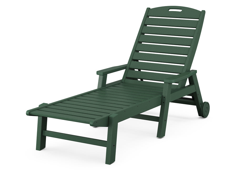 POLYWOOD Nautical Chaise with Arms & Wheels in Green image