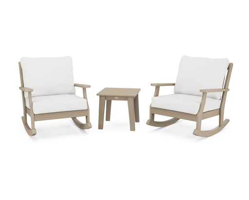 POLYWOOD Braxton 3-Piece Deep Seating Rocker Set in Vintage Sahara / Natural Linen image