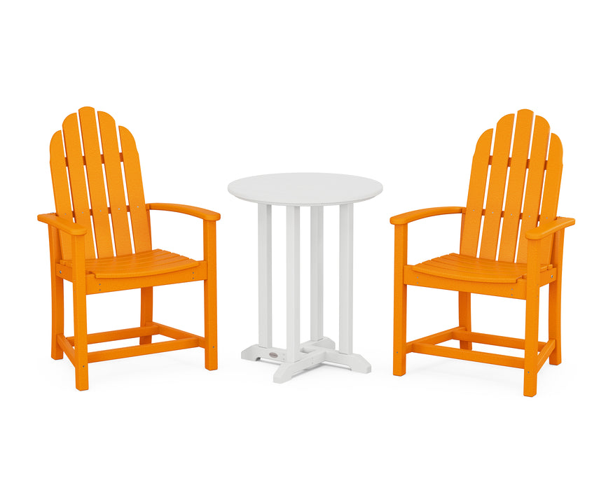 POLYWOOD Classic Adirondack 3-Piece Round Dining Set in Tangerine