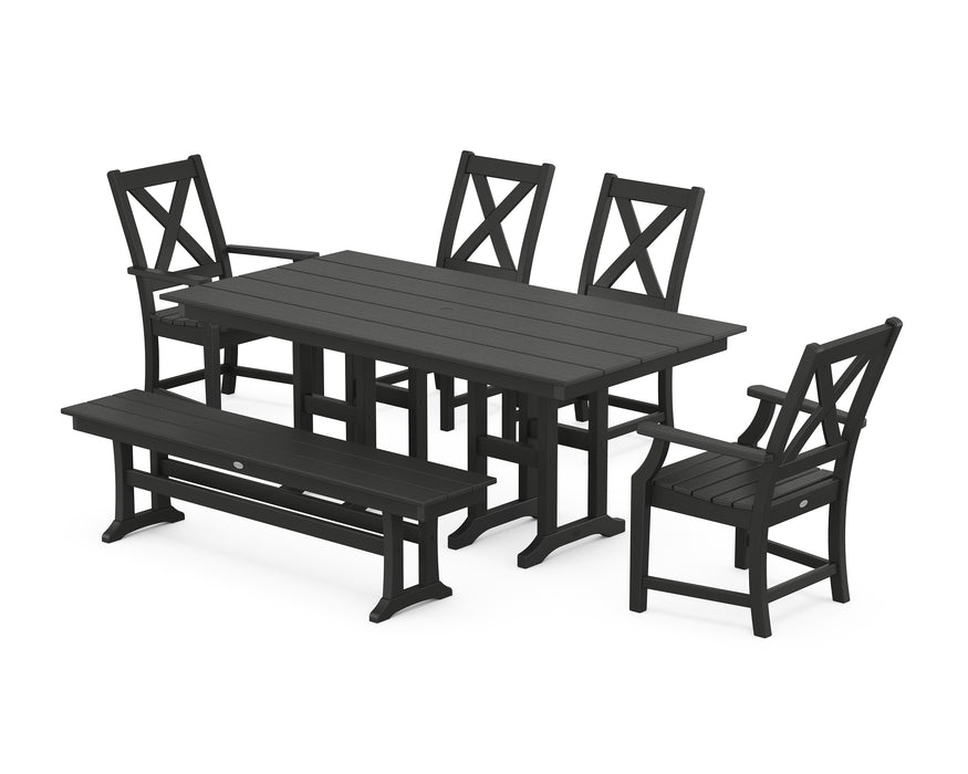 POLYWOOD Braxton 6-Piece Farmhouse Dining Set in Black