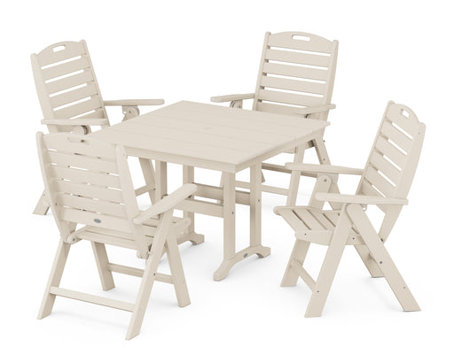 POLYWOOD Nautical Highback Chair 5-Piece Farmhouse Dining Set in Sand image