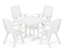 POLYWOOD Nautical Highback 5-Piece Farmhouse Trestle Dining Set in White image