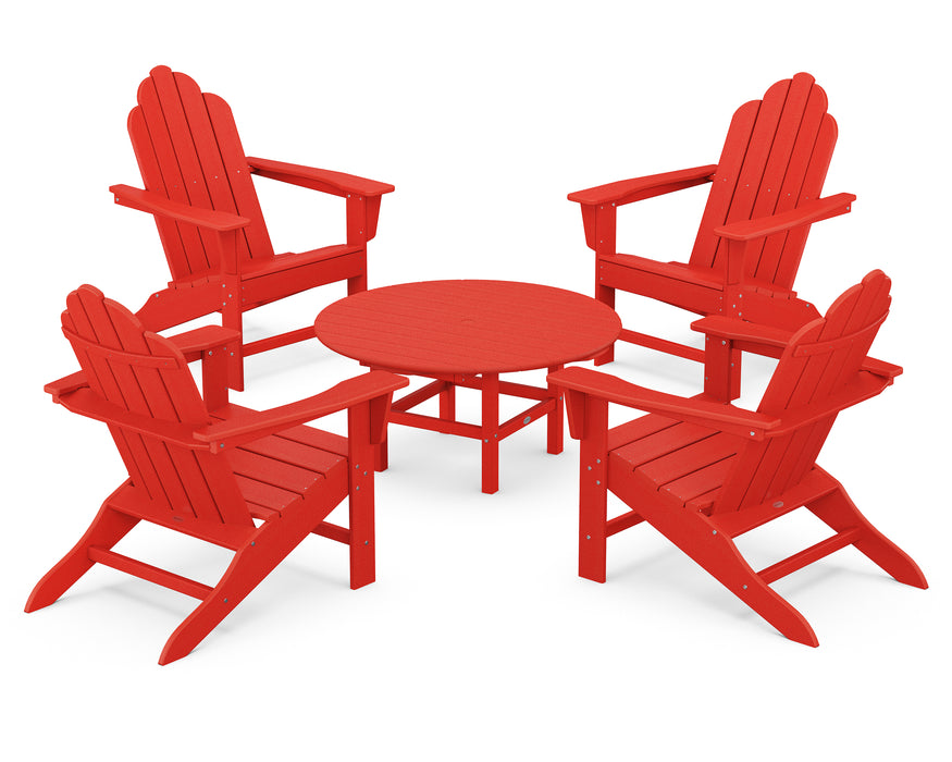 POLYWOOD Long Island Adirondack 5-Piece Conversation Group in Sunset Red image