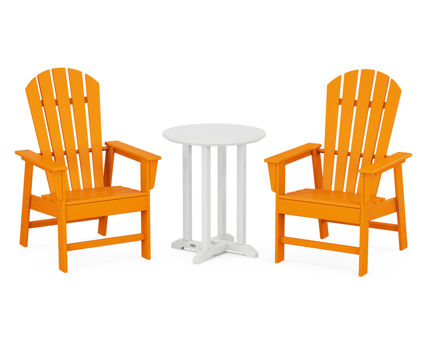 POLYWOOD South Beach 3-Piece Round Farmhouse Dining Set in Tangerine