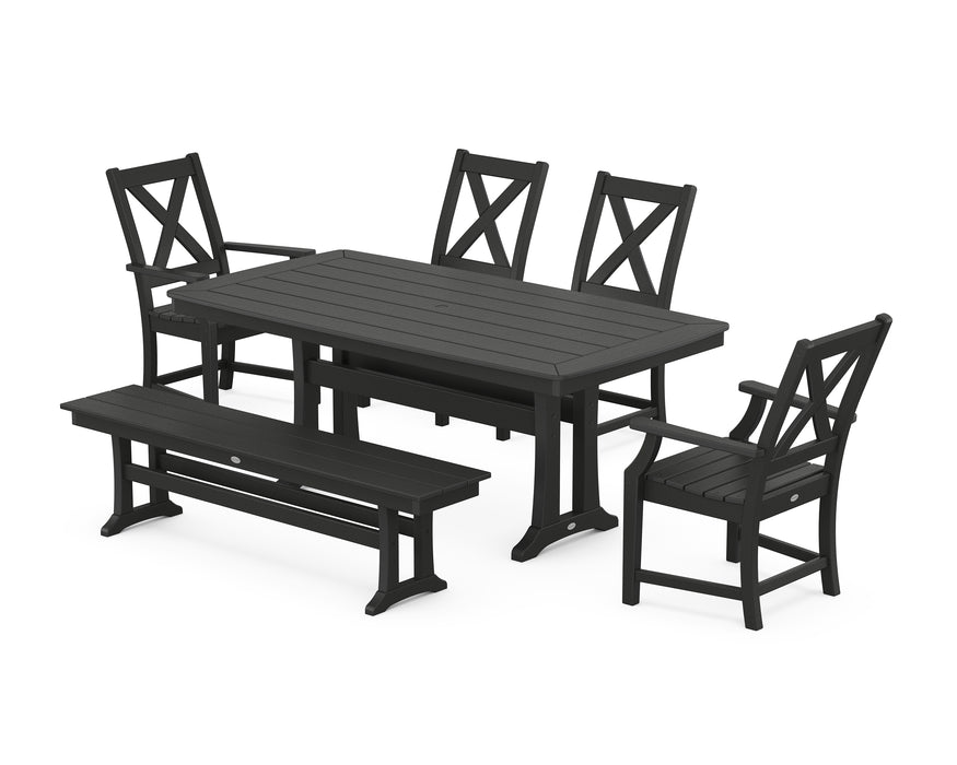 POLYWOOD Braxton 6-Piece Dining Set with Trestle Legs in Black