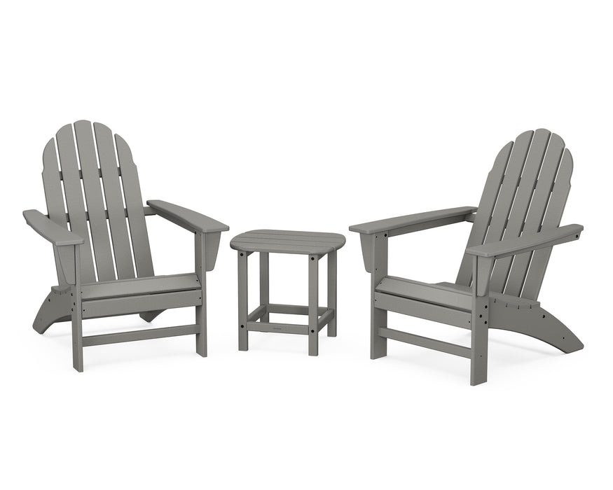 POLYWOOD Vineyard 3-Piece Adirondack Set with South Beach 18" Side Table in Slate Grey image