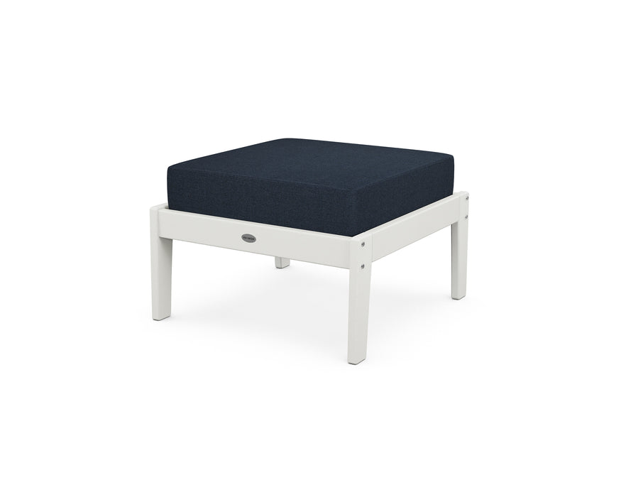 POLYWOOD Lakeside Deep Seating Ottoman in Vintage White / Marine Indigo image
