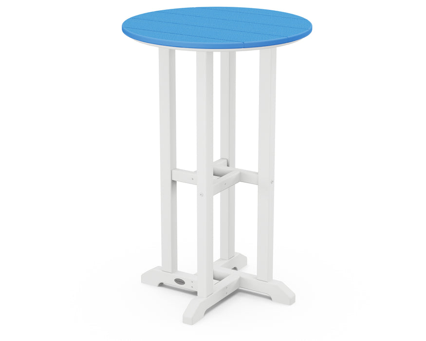 POLYWOOD Contempo 24" Round Counter Table in White / Pacific Blue