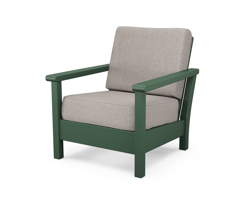POLYWOOD Harbour Deep Seating Chair in Green / Weathered Tweed