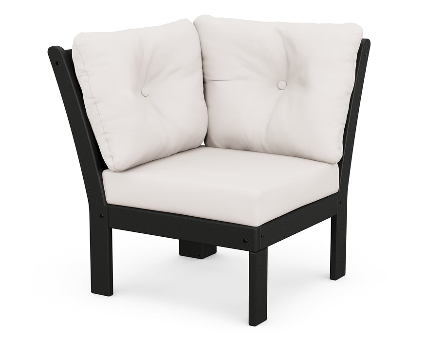 POLYWOOD Vineyard Modular Corner Chair in Black / Bird's Eye