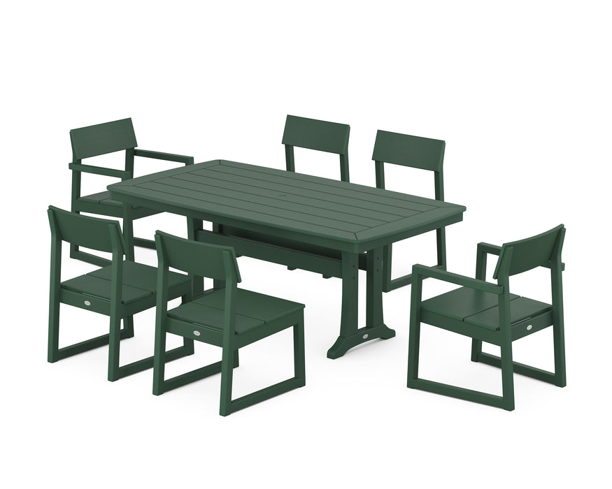 POLYWOOD EDGE 7-Piece Dining Set with Trestle Legs in Green image