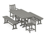 POLYWOOD Traditional Garden 5-Piece Farmhouse Dining Set with Benches in Slate Grey image